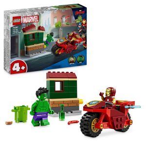 Lego iron man med motorsykkel og hulken
