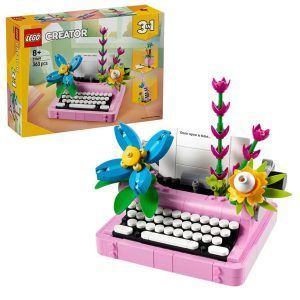 Lego skrivemaskin med blomster