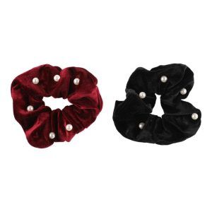 Mineas scrunchies fløyel 2 stk med perle
