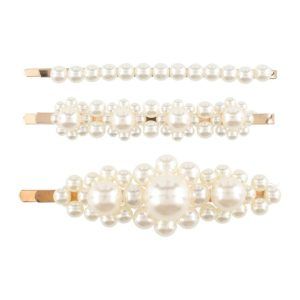 Mineas hårklips med perler 3 stk elfenbe