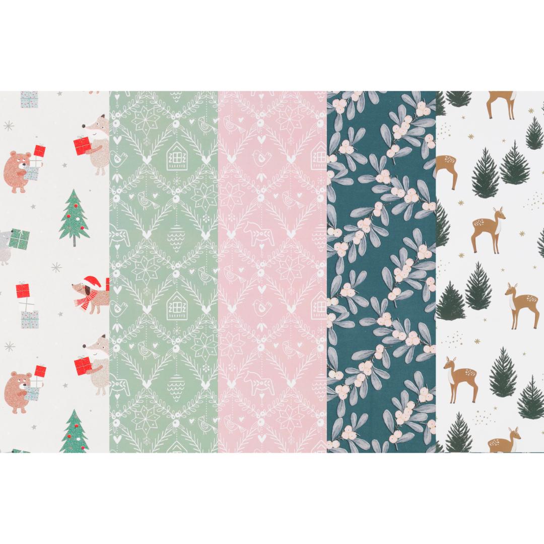 Winteria jule papir 70 cm x 5 m pastell