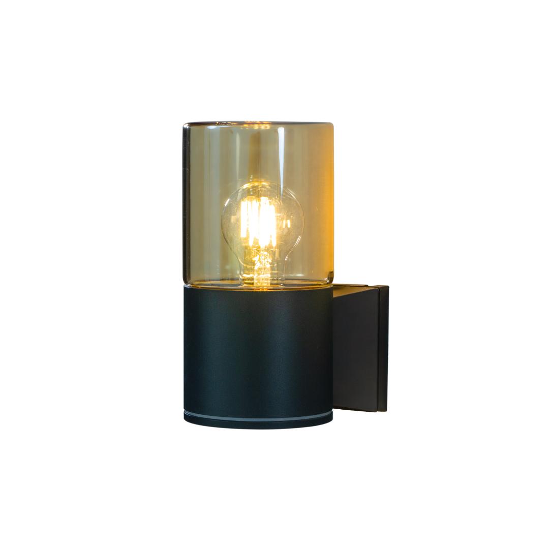 Lysekil vegglampe ute svart/amber ip44 e