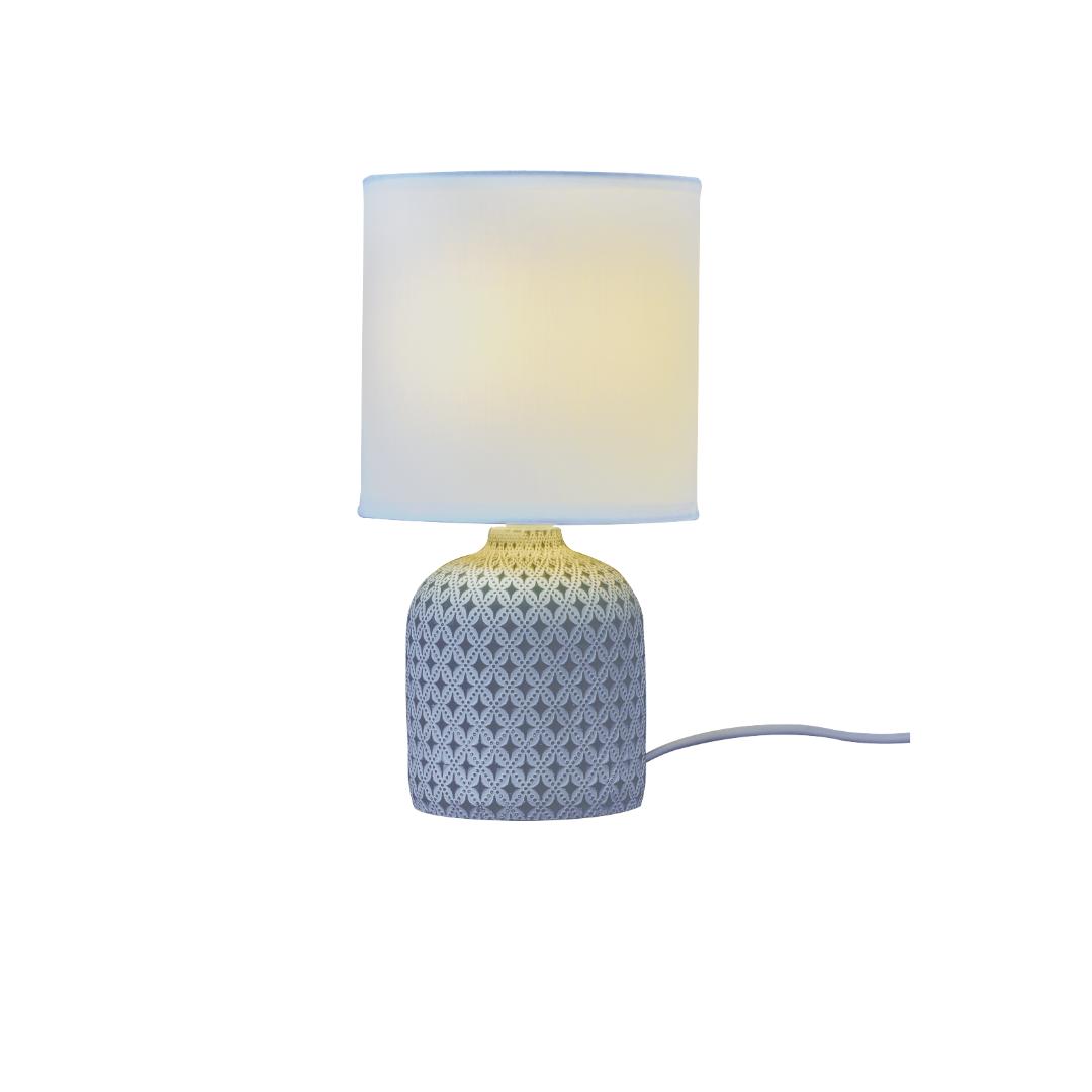 Fideli bordlampe hvit-/grümønstret/hvit