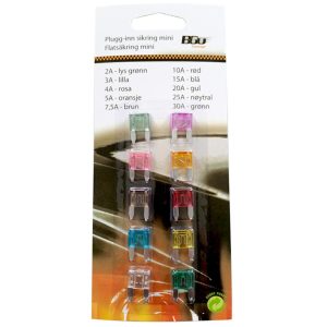 Sikring plugg inn mini ass.brett 10stk