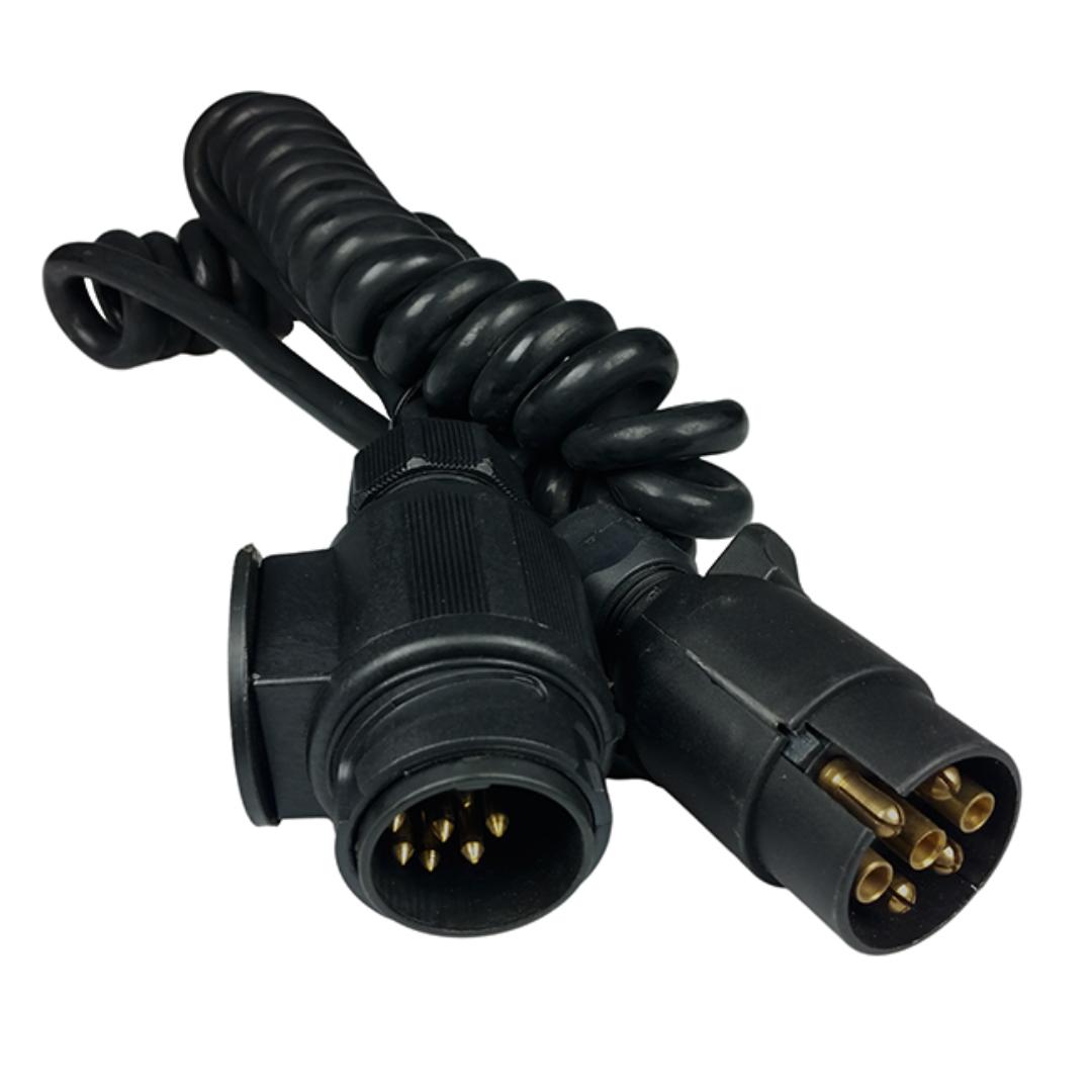 Tilhengerkabel spiral 13 pol til 7 pol