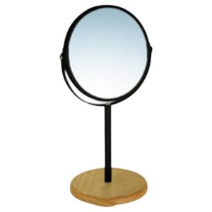 Sminkespeil sort matt m/fot i bambus ø17