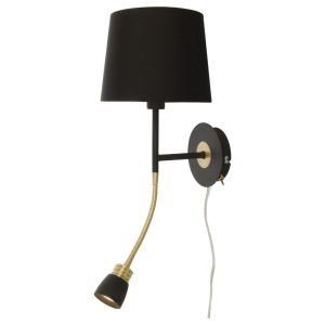 Eketorp vegglampe svart/messing vegglamp