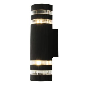 Ribb vegglampe ute svart 60w e27 ip44 gl