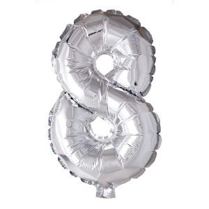 Folie ballong number 8 silver 41 cm