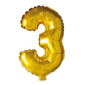 Folie ballong number 3 gold 41 cm