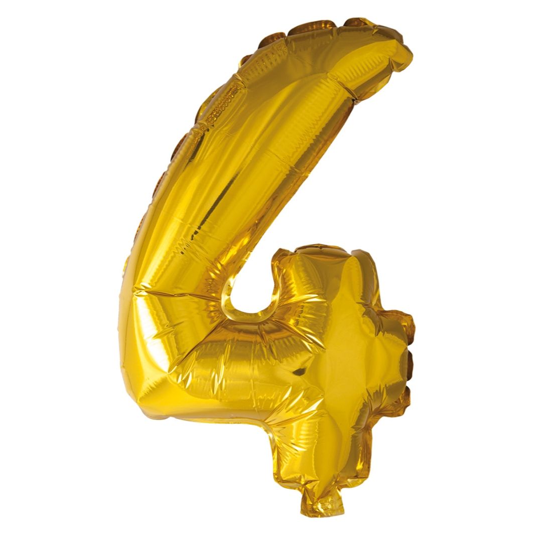 Folie ballong number 4 gold 41 cm