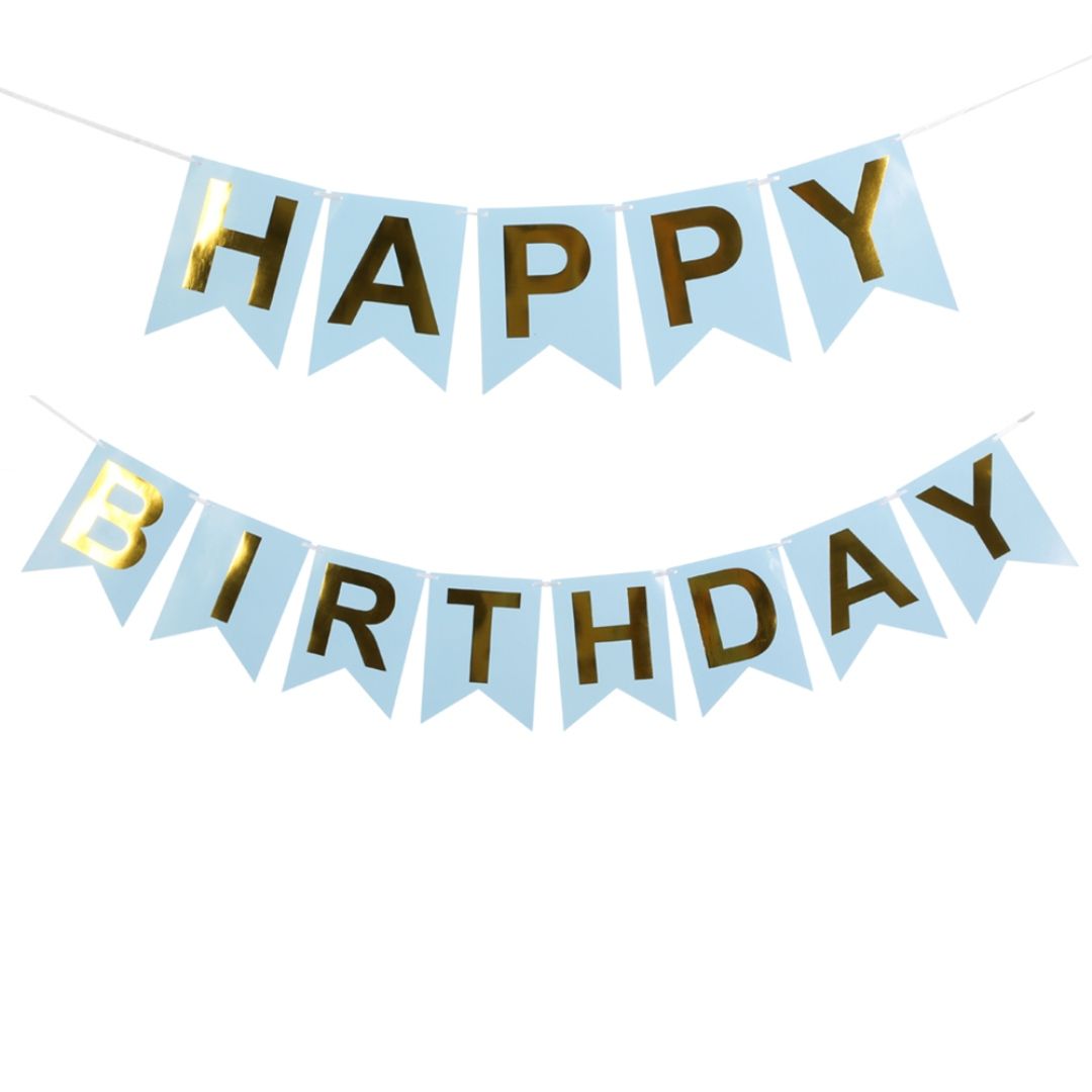 Flagg banner happy birthday blue