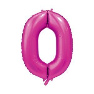 Folie ballong number 0 pink 86 cm