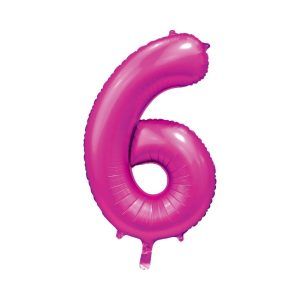 Folie ballong number 6 pink 86 cm