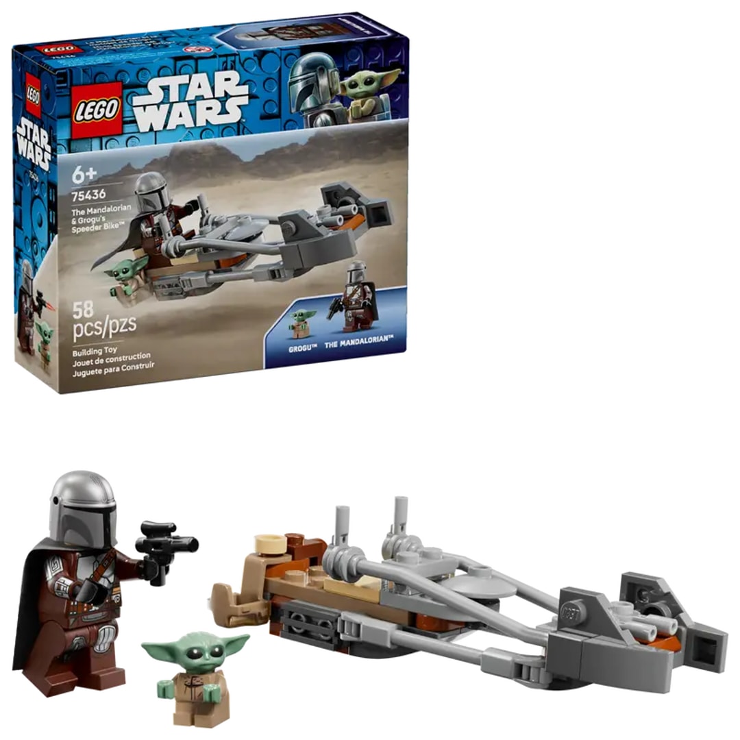 Lego mandalorianeren og grogus speedersy