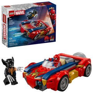 Lego spider-man i bil mot venomifisert w